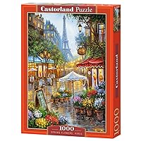 CASTORLAND 1000 Piece Jigsaw Puzzle, Spring Flowers, Paris, France, Colorful Eiffel Tower and Café Puzzle, Adult Puzzle, Castorland C-103669-2