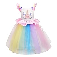 Dressy Daisy Toddler Little Girls Unicorn Dress Princess Costume Birthday Party Outfit Rainbow Tulle Skirt