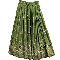 Womens Indian Sequin Crinkle Broomstick Gypsy Long Skirt (3 Piece)