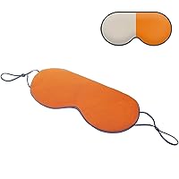 Sleep Mask, DMaos Sleep Aid Super Soft Air Eyes Pillow, Milk Silk and Warm Cloth Sides, Adjustable Slip Hold Strap to Ears - Beige + Orange