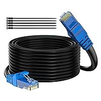 Cat 6 Outdoor Ethernet Cable 150 ft, Adoreen Gbps Heavy Duty Internet Cable (from 25-300 feet) Support POE Cat6 Cat 5e Cat 5 Network Cable RJ45 Patch Cord, UV Waterproof Direct Burial & Indoor+15 Ties