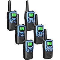 Walkie Talkies with 22 FRS Channels, MOICO Walkie Talkies for Adults with LED Flashlight VOX Scan LCD Display, Long Range Family Walkie Talkie Radios for Hiking Camping Trip (Blue, 6 Pack)