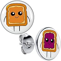 Body Candy 20G Stainless Steel Peanut Butter And Jelly Both Sides Pierced Stud Earrings Set for Women Men
