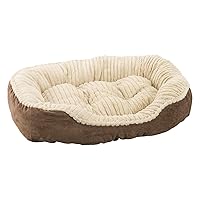 Sleep Zone Faux Suede Carved Plush Lounger, Cuddler, Napper Dog Bed - Fabric Bottom - 32X25 Inches / Chocolate / Attractive, Durable, Comfortable, Washable. By Ethical Pets