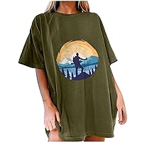 Hiking Shirts for Women Short Sleeve Retro Hiker Outdoors Camping Nature Hiking Graphic Tee Tops Funny Hiker Summer T-Shirt