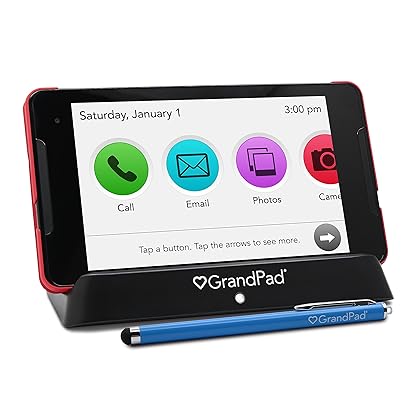 GrandPad Senior Tablet with Phone Capabilities, 4G LTE, Wireless Charger, Stylus, - 1 Month Premium Service Plan Included, Purchase a Plan at Activation