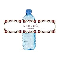 Burgandy Flowers Water Bottle Labels Great for Wedding, Birthday, Bridal Shower, Baby Shower, Engagement Party
