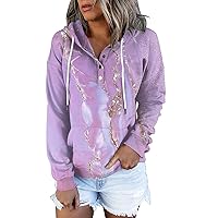 Womens 2023 Fall Hooded Button Collar Drawstring Hoodies Halloween Print Pullover Pocket Sweatshirts Tops Shirts