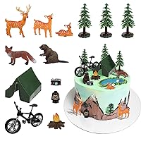 13 Pieces Camping Cake Topper Camping Birthday Decorations Camping Cake Decorations Set Camping Themed Party Decorations for Forest Woodland Camping Theme Kids Happy Birthday Cake Decorations
