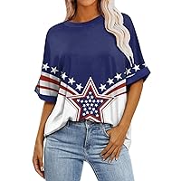 American Flag Tee Shirt, Tops for Women Dressy Casual 2024 Trendy Women Tops Summer Short Sleeve Tshirt Loose Fit