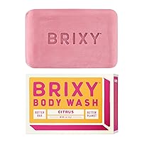 BRIXY Body Wash Bar for Men and Women to Moisturize & Soften, Vegan, Plastic Free, All Skin Types Including Sensitive Skin (1 Count, 4oz each) - Citrus