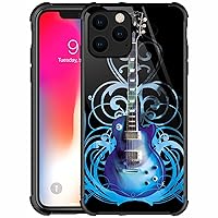 Compatible with iPhone 12 Pro Max Case Blue Guitar Style Graphic for Girls,Picture Pattern Design Shockproof Anti-Scratch Hard PC Back Case for iPhone 12 Pro Max