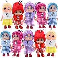12pcs Tiny Dolls Silicone Princess Mini Doll for Girls DIY Miniature Dollhouse Kit with Miniature Clothes, Decoration Little Dolls Christmas Festival Reborn Baby Stuff Gift & Bag Accessories