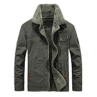 Men's Winter Military Jacket Warm Turndown Neck Softshell for Windproof Soft Fleece Lined Coat Outwears(Army Green XL)
