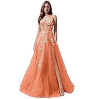 LIPOSA Women's Sweetheart Tulle Wedding Dresses A-Line Floral Lace Appliques Country Bridal Gowns with Sweep Train