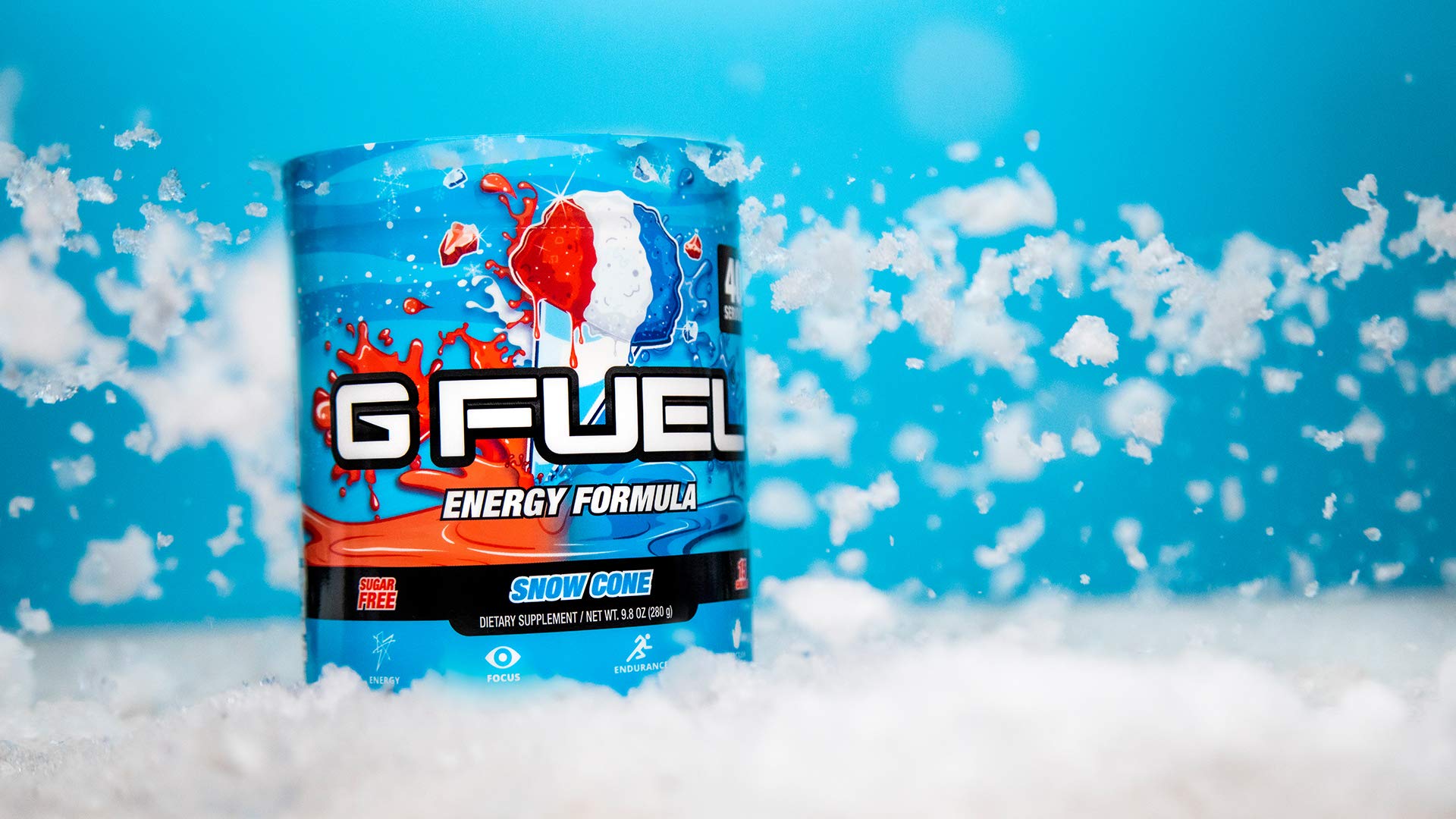 G Fuel Snow Cone Game-Changing Elite Energy Powder, Sharpens Mental Focus and Cognitive Function, Zero Sugar, Supports Immunity and Enhances Mood 9.8 oz (40 Servings)