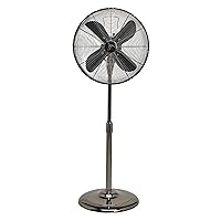 DecoBREEZE Pedestal Standing Floor Fan, 3 Speed Oscillating Fan with Adjustable Height, Pearl Black, Retro Fan, 16 inches