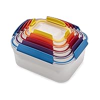 Nest Lock Plastic BPA Free Food Storage Container Set with Lockable Airtight Leakproof Lids, 10-Piece, Multi-Color