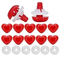 ARTCXC 50Pcs 15mm Red Love Heart Shape Safety Eyes Solid Plastic Safety Eyes Noses with Washers for DIY of Puppet, Bear Crafts, Plush Animal Doll Making Supplies