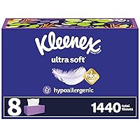 Kleenex Ultra Soft Facial Tissues, 8 Flat Boxes, 180 Tissues per Box, 3-Ply, Packaging May Vary
