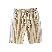 Mr.Stream Men's Boardshorts Straight-Fit Fashion Linen Casual Elasticated Bermuda Beach Shorts with Pockets