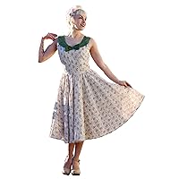 Tatyana 1950s Vintage Style Elizabeth Fit & Flare in Antique Floral Pattern