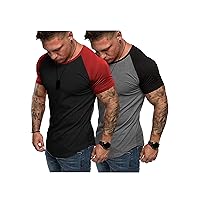 COOFANDY Men's 2 Packs Gym Muscle T Shirts Fitness Workout Baseball Tee Shirts
