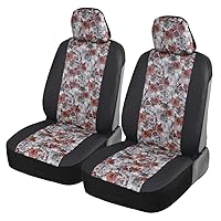 BDKdusty rose Floral Faux Leather Car Seat Covers for Front Seats, 2 Pack – Flower Pattern Front Seat Cover Set, Sideless Design for Easy Installation, Fits Most Car Truck Van and SUV