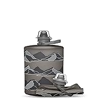 HydraPak Mountain Stow (500ml, 17oz) - Collapsible Water Bottle - Ultralight & Packable Travel Bottle, Flexible Ski, Hike, Bike or Climb Squeeze Flask - Mammoth Grey