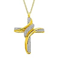 NATALIA DRAKE 1 Cttw Diamond Cross Necklace for Women in 18K Yellow Gold Plated Brass Color I-J Clarity I2-I3