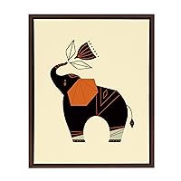 Sylvie Modern Elephant Framed Canvas Wall Art by Amber Leaders, 18x24 Walnut Brown, Contemporary Home Decor for Animal Lovers