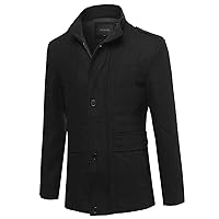 Men Classic Long Sleeves Button Closure Wool Blend Coat