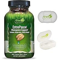 Irwin Naturals EstroPause Menopause & Women's Health Support Supplement - Powerful Herbal & Mineral Blend with Calcium, Magnesium, Black Cohosh, Chaste Tree - 80 Liquid Softgel with Pill Case