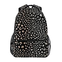 ALAZA Leopard Spot on Black Background Backpack for Women Men,Travel Casual Daypack College Bookbag Laptop Bag Work Business Shoulder Bag Fit for 14 Inch Laptop
