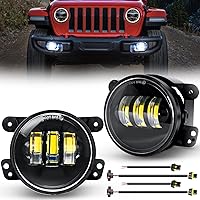 Nilight 4 Inch LED Fog Light Assembly Compatible with 2007-2018 Jeep Wrangler JK Unlimited JKU with Conversion Cables Front Bumper Replacement 60W Driving Offroad White LED Foglights, 2 Years Warranty