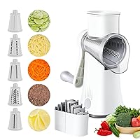 Cheese Grater,5-in-1 Cheese Grater With Handle, Perfect for Cheese Shredder in the Kitchen. Versatile Rotary Cheese Grater Can Also be Used for Vegetables, Nuts, and Chocolate
