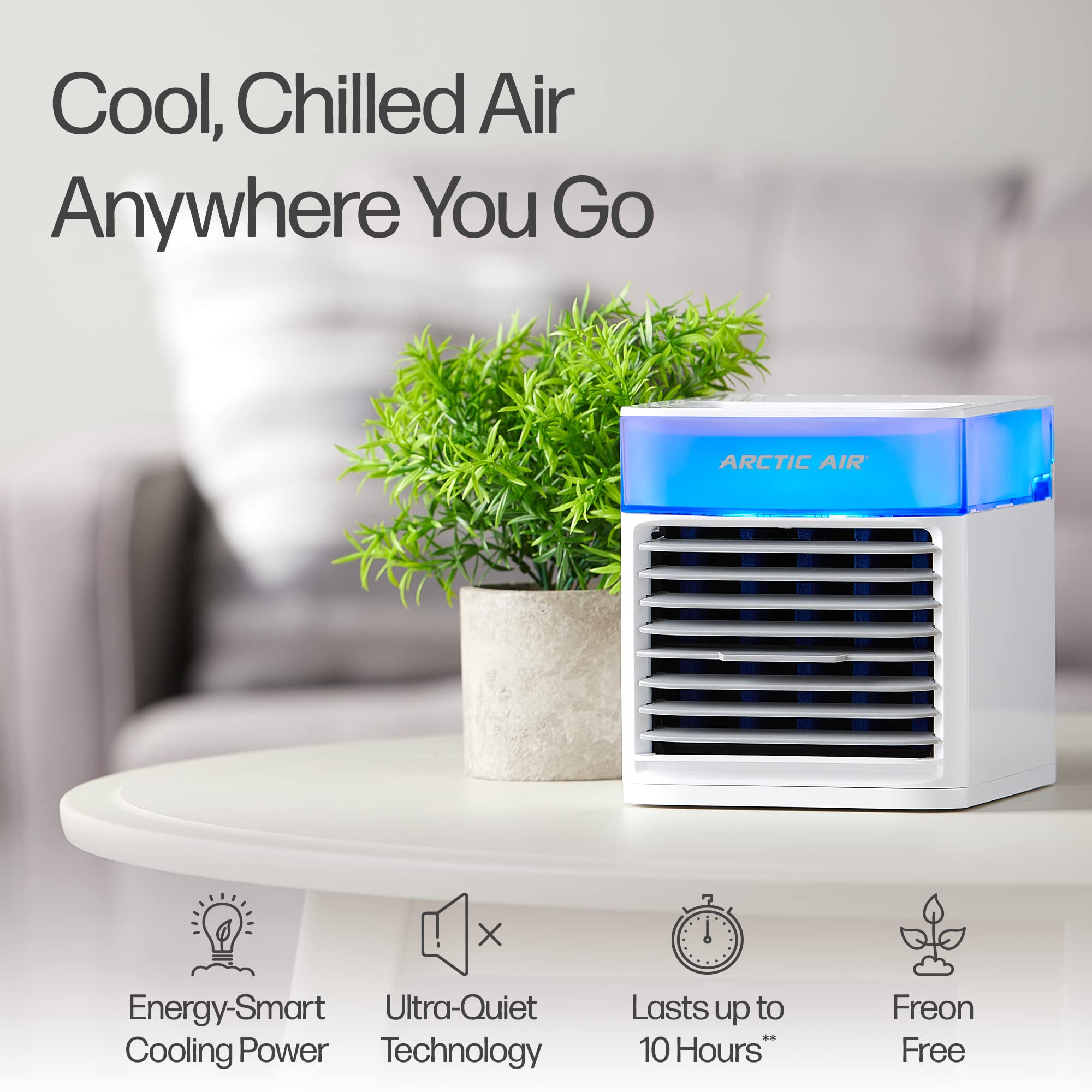 Arctic Air Pure Chill 2.0 Evaporative Air Cooler by Ontel - Powerful, Quiet, Lightweight and Portable Space Cooler with Hydro-Chill Technology For Bedroom, Office, Living Room & More,Blue