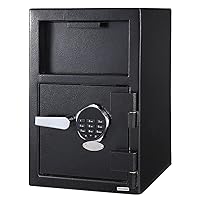 Depository Safe Digital Depository Safe Box, 13.7'' X 15.7'' X 19.2'' Electronic Steel Safe with Keypad, Locking Drop Box with Slot, Metal Lock Box with Two Emergency Keys for Your Valuables