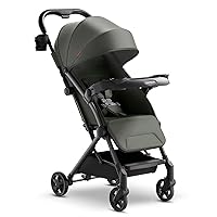 Lithe V2 Lightweight Stroller + Snack Tray, Ultra-Compact Fold & Airplane Ready Travel Stroller, Near Flat Recline Seat, Cup Holder, Raincover & Travelbag Included