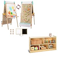 Kids Easel Wooden Marble Run + Wooden Storage Cabinet