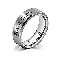 LerchPhi 8mm Black Tungsten Promise Ring for Men - Personalized Engraving and Bevelled Edge Design