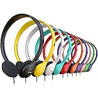 10 Pack Multi Color Kid's Wired On Ear Headphones, Individually Bagged, Disposable Headphones Ideal for Students in Classroom Libraries Schools, Bulk Wholesale