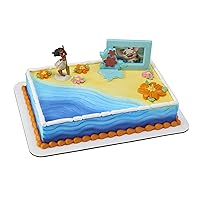 DecoSet® Disney Moana Adventures in Oceania Cake Topper, 2-Piece Cake Decorations with Figurine and Photo Frame Featuring Moana and Pua