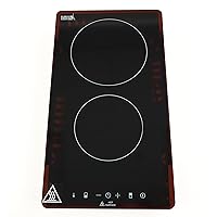 Avanti BCT115J1B-IS Electric Cooktop Portable Dual Burner Design with 9 Power Settings, Touch Controls and Timer with Glass Surface for Easy Cleanup, 2600-Watts, Black