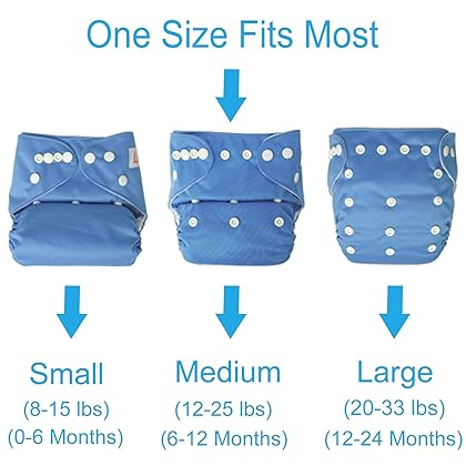 Baby Double Rows of Snaps 6pcs Pack Fitted Pocket Washable Adjustable Cloth Diaper(Netural Color)6BM98, AMGrey, One Size