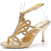 Women Glittery Wedding Slingback Sandals Heels Strappy Flowers Evening Shoes