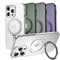 MAGIC JOHN for iPhone 12 Pro Max Case[Compatible with Magsafe] [with Magnetic Metal Stand][Military Grade Shockproof][Anti Yellowing],Translucent Matte Back, Clear
