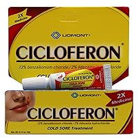 Cicloferon Cold Sore Treatment Gel, Cold Sore Symptoms, Clear Gel, 0.14 Oz, Tube.