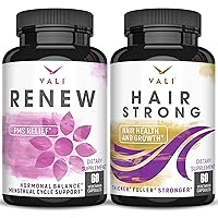 Renew PMS Hair Strong Bundle - PMS Relief Supplement for Women’s Menstrual Cycle Vitamins & Herbal Support and Hair Health & Growth Vitamins for Healthier Hair Plus Skin and Nails