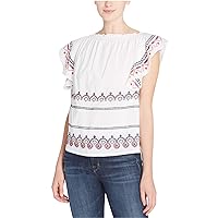 Catherine Malandrino Womens Embroidered Peasant Blouse